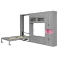 thumbnail image 6 of Harper & Bright Designs Twin Size Murphy Bed with Cabinets and TV Stand, Wooden Twin Cabinet Bed Wall Bed with Storage Shelves, Folding Wall Chest Bed with 2 Drawers, Gray, 6 of 18
