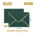 thumbnail image 2 of Uxcell 50 Pack A6 Envelopes, 4x6 Card V Flap Envelope Round Edge Valentine Envelopes with Gold Border for Office Wedding Card Invitations Graduation Party Gift, Dark Green, 2 of 8