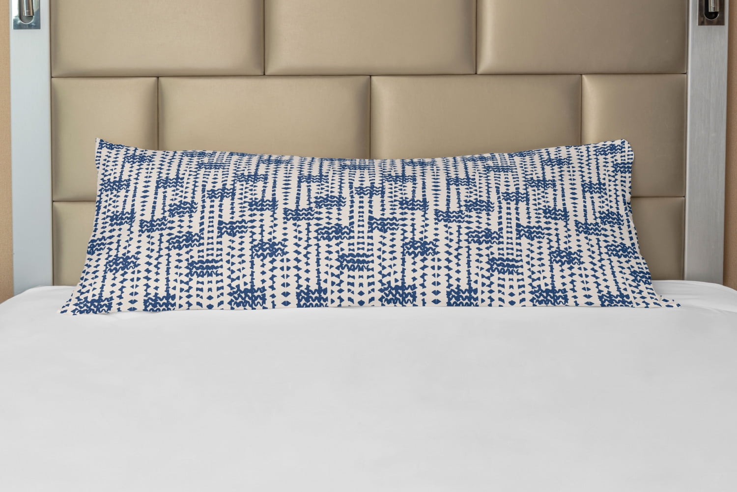 Ethnic Body Pillow Case Cover with Zipper, Messy Waves and Small