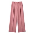 thumbnail image 5 of Busydd Dress Pants for Women Trendy High Waisted Pleated Work Trousers Business Casual Solid Color Slacks with Pockets L, 5 of 8