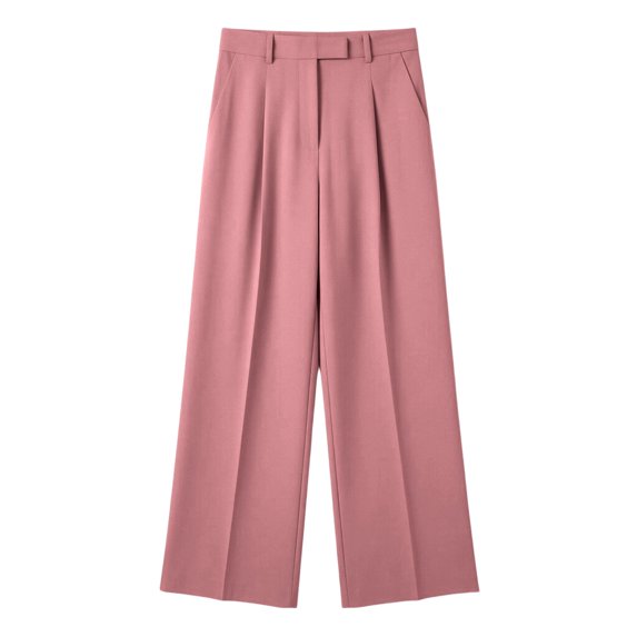 VBVC Women's Pleated Wide Leg Dress Pants , High Waisted Office Trousers For Women , Ladies' Casual Work Trousers with Pockets, Pink , S-2XL