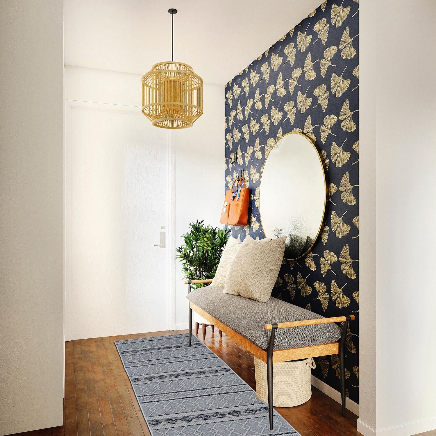 Tapis de couloir Mirage Novi crème et gris 2 pi x 10 pi
