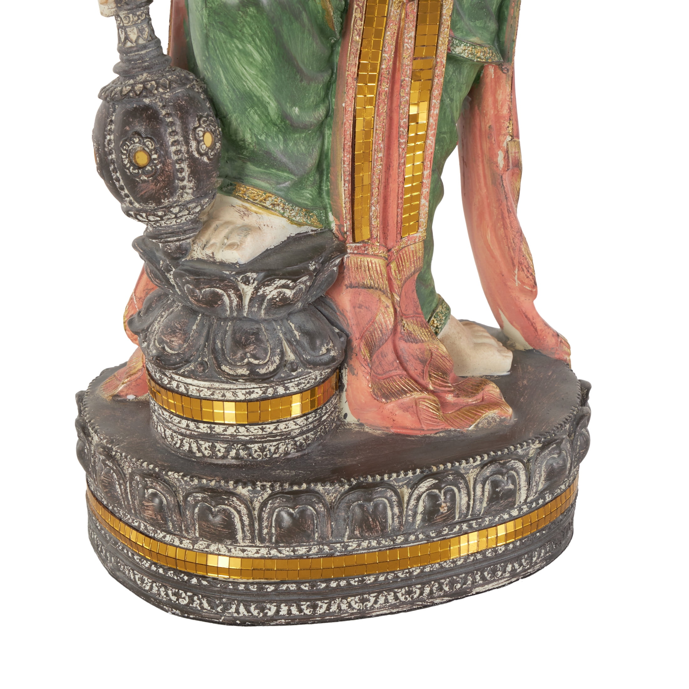 12" x 27" Gold Resin Ganesh Sculpture with Green, Blue, and Red Accents, by DecMode