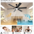 thumbnail image 6 of 56inch Modern Black Ceiling Fans with Lights and Remote/App Control, Dimmable LED, Reversible DC Motor, Noiseless, 6 Speeds,6 Pieces Blade Low Profile Ceiling Fan for Livingroom Indoor/Outdoor Use, 6 of 8