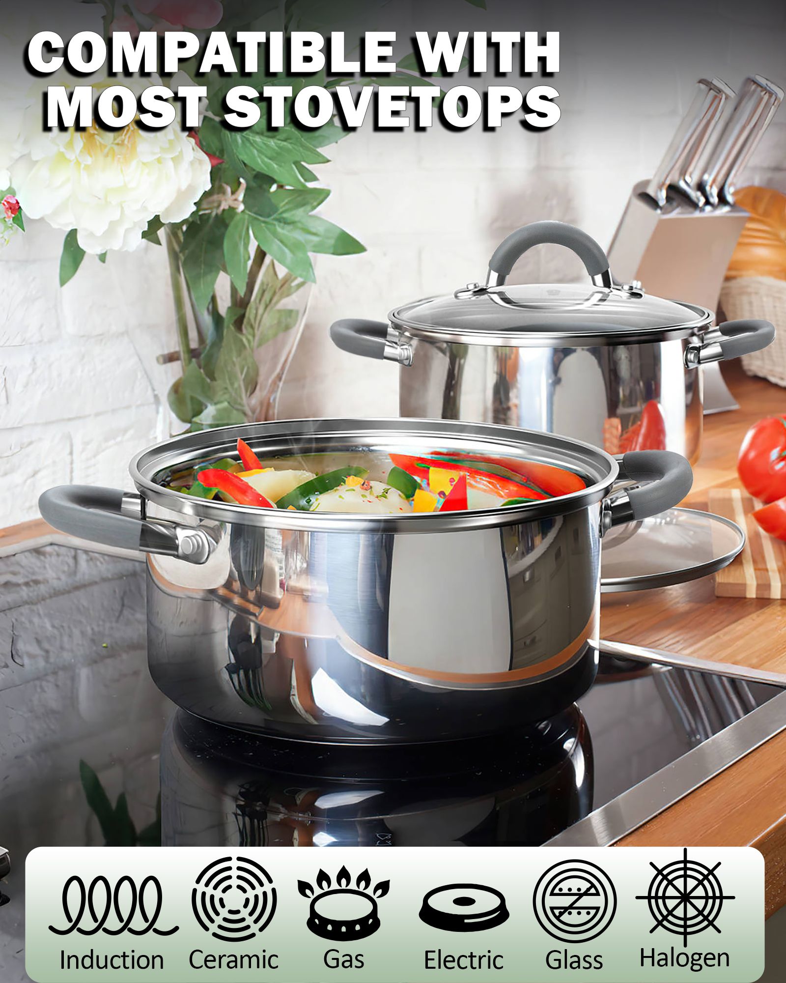 Cook N Home Basics 12-Piece Stainless Steel Cookware Set photo 2