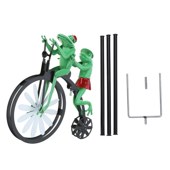 Vintage Metal Wind Spinner for Frog Motorcycle Windmill Stake Garden Yard Outdoor Decoration