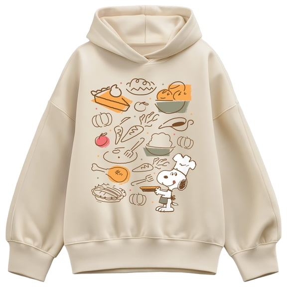 Peanuts - Snoopy Thanksgiving Food - Women's Oversized Fleece Hoodie Sweatshirt