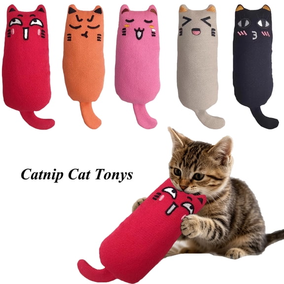 PoyoKee Interactive Cat Toys for Indoor Cats, 6" x 2.4" Real Catnip Small Soft Catnip Toys, Lightweight Puppy Essentials for Batting Carrying, Orange