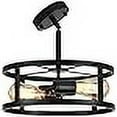 thumbnail image 3 of Heircido Industrial Black Semi Flush Mount Ceiling Light,Farmhouse Kitchen Light Fixtures,2 Light Metal Ceiling Light Fixture,Sloped Ceiling Light Fixture for Dining Romm Hallway Entryway, 3 of 4
