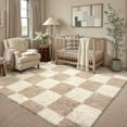 thumbnail image 4 of BERTHMEER 8'x10' Washable Shag Area Rugs for Living Room Bedroom Dinning Room Large Checkered Soft Fluffy Modern Fuzzy Plush Soft Rugs Carpets, Beige, 4 of 8