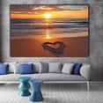 thumbnail image 6 of Golden Sunset Heart Shape Sand Beach Framed Canvas Wall Art Posters for Apartment Hallway Bedroom Decor, Ready to Hang12"L x 8"W, 6 of 10