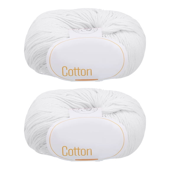 Uxcell 100% Cotton Yarn 2 Pcs 3.53oz Per Skein 137yards White