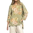 thumbnail image 2 of YLHFASHION T-Shirts Décontractés à Manches 3/4 pour Femmes, Col Rond, Coton, Liquidation, 2 of 3