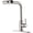 Brushed Nickel, variant on Kitchen Faucet with Pull Down Sprayer, Brushed Nickel Waterfall Single Hole Handle Stainless Steel Kitchen Sink Faucets,black