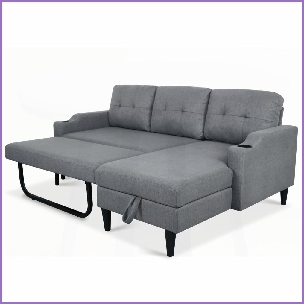 Modern Fabric Loveseat Sofa for Living Room with Built-in Storage