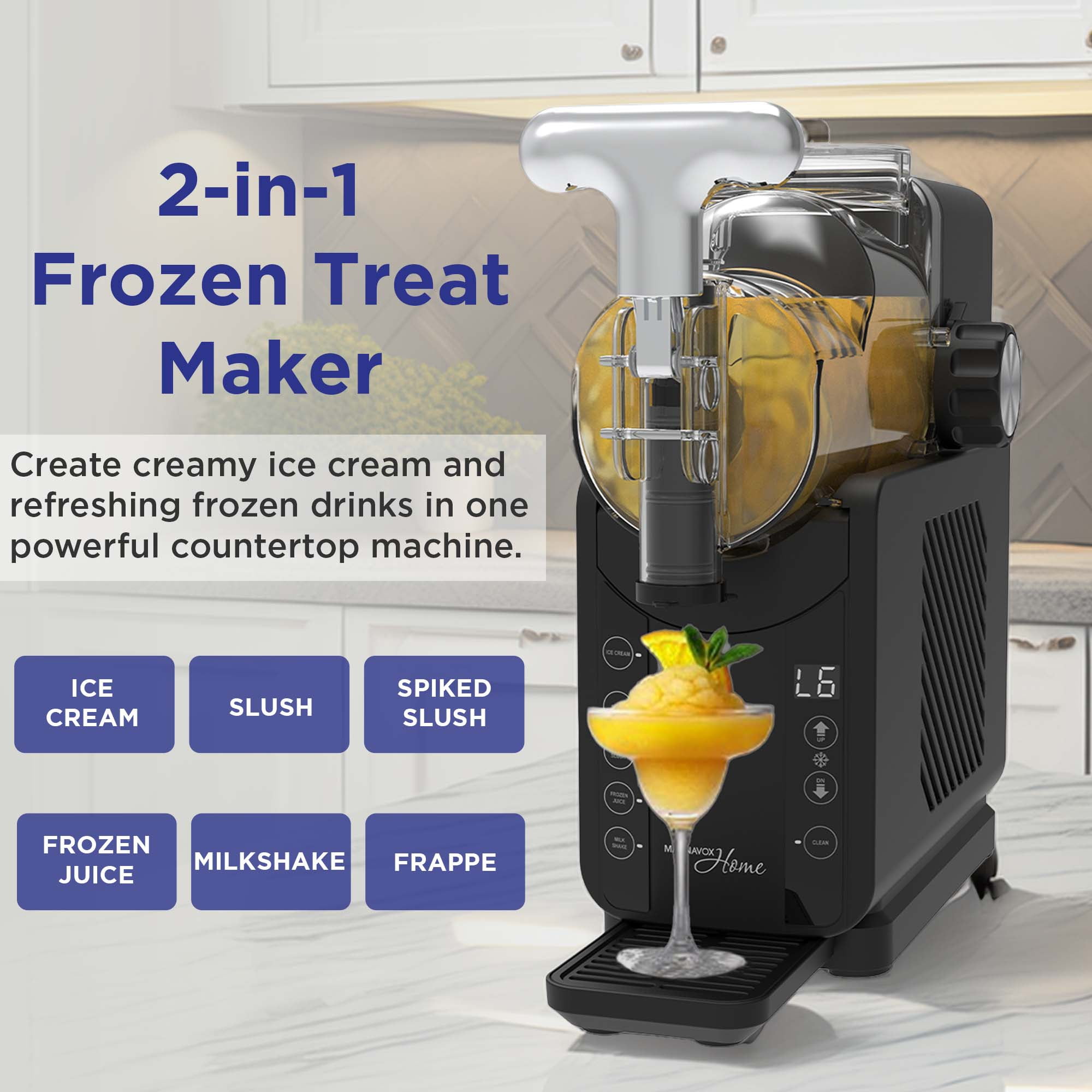 Magnavox Home Ice Cream & Frozen Slush Drink Maker, Black