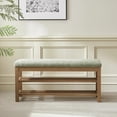 thumbnail image 6 of VKNOW 44.3” Wooden Entryway Bench, 2-Tier Upholstered Shoe Bench for Bedroom, Storage End of Bed Bench with Rubberwood Legs for Living Room, Hallway, Green, 6 of 13