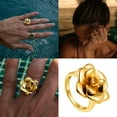 thumbnail image 2 of YIEMEEN Chic Camellia & Rose Detailing Floral Ring Elegant 18K Gold Plated Camellia Rose Rings for Collectors of Retro Jewelry, 2 of 9