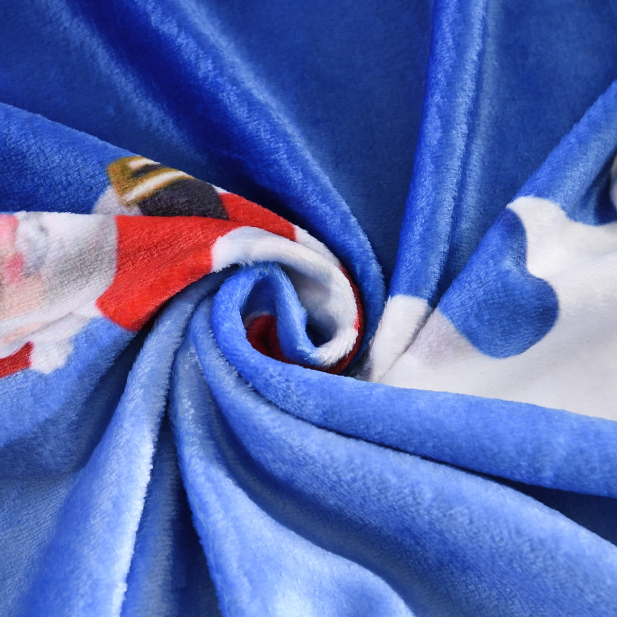 Merryhome Printed Fleece Throw Blanket, Blue & White, Standard Throw