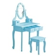 thumbnail image 2 of Zimtown Vanity Dresser Desk Kids Play Makeup Vanity Set with Matching Stool 3-Color Light Light Blue, 2 of 14