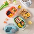 thumbnail image 3 of Portable Lunch Box Compartment Wheat Straw Bento Carrying Handle Box Reusable Tableware Containers Meal Snack Food Containers, 3 of 9