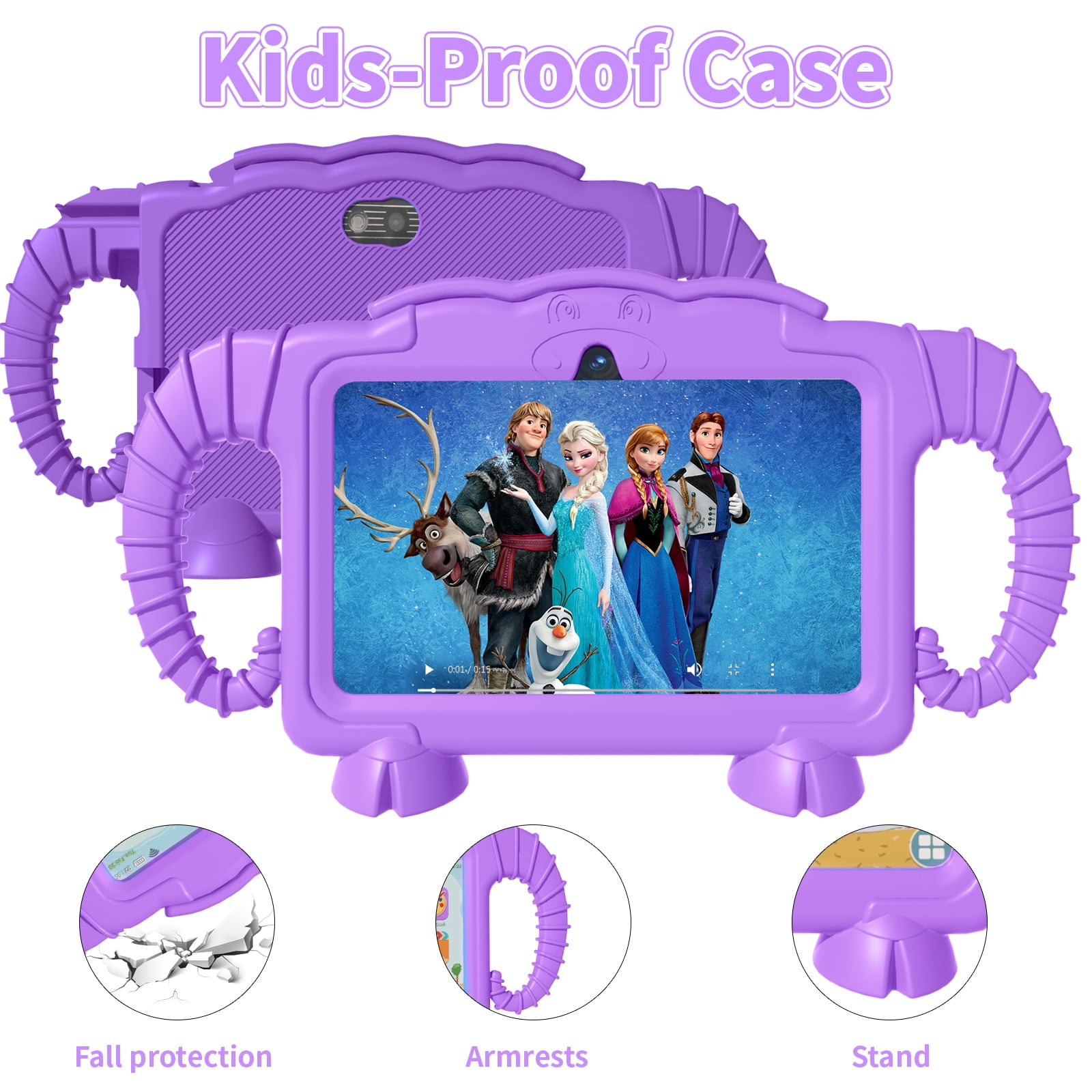 Kids Tablet, 7 inch Android Tablet for Kids, 6GB RAM 32GB ROM Quad-Core Toddler Tablet with Shockproof Case, Bluetooth, WiFi, Parental Control, 2MP+2MP Dual Camera, GPS, Games