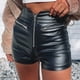 thumbnail image 2 of Pantalones cortos de cintura alta de cuero vegano para mujer - Material de poliéster, corte ajustado, tallas S-XL - Atrevidos y cómodos para la moda de verano, 2 of 8