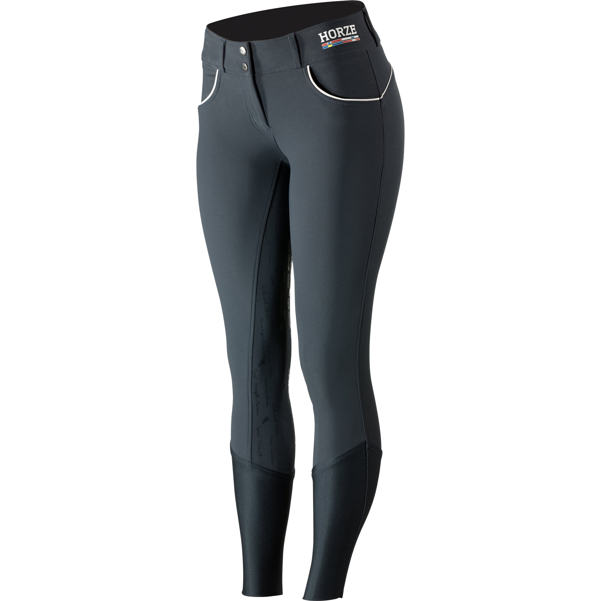 HORZE Nordic Performance Sporty Silicone Grip Full Seat Equestrian Horseback Riding Pants Breeches - Peacoat Dark Blue - US 24