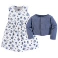 thumbnail image 2 of Luvable Friends Bebé Niñas Y Cárdigan Vestido Casual Azul Floral 4T Us, 2 of 2