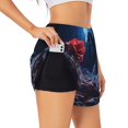thumbnail image 3 of Running Shorts for Women, Artistic Moon Rose Workout Athletic Shorts with Pockets, Lounge Yoga Shorts Women, 3 of 7