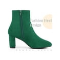 thumbnail image 3 of Perphy Square Toe  Block Heel Ankle Boots for Women Emerald Green 10, 3 of 4