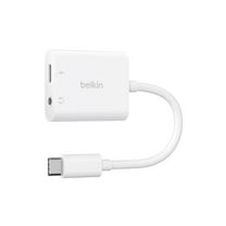 Belkin RockStar 3.5mm Audio USB-C Charge Adapter - Mini-phone/USB-C Audio/Data Transfer Cable for Smartphone, Tablet, Notebook, Audio Device, USB Device - First End: 1 x 24-pin USB Type C - Male ...