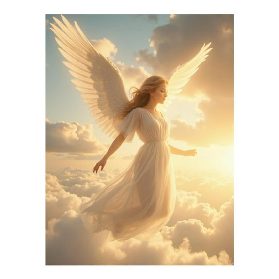 Diamond Art Kits for Adults - Sunset Angelic Figure In Clouds 5d Diamond Painting for Adults, Diamond Art for Adults Beginners, Frameless Diamond Painting Kits for Adults for Home Wall Decor