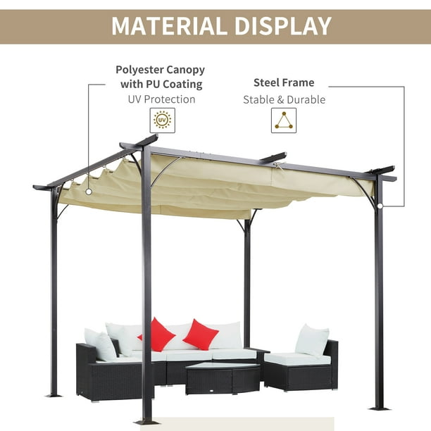 Outsunny 10' x 13' Outdoor Pergola Aluminum Gazebo w/ Retractable