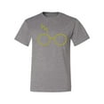 thumbnail image 2 of Wild Bobby, Gold Wizard Glasses and Lightning Scar, Movies, Men Graphic Tee, Heather Grey, Medium, 2 of 4