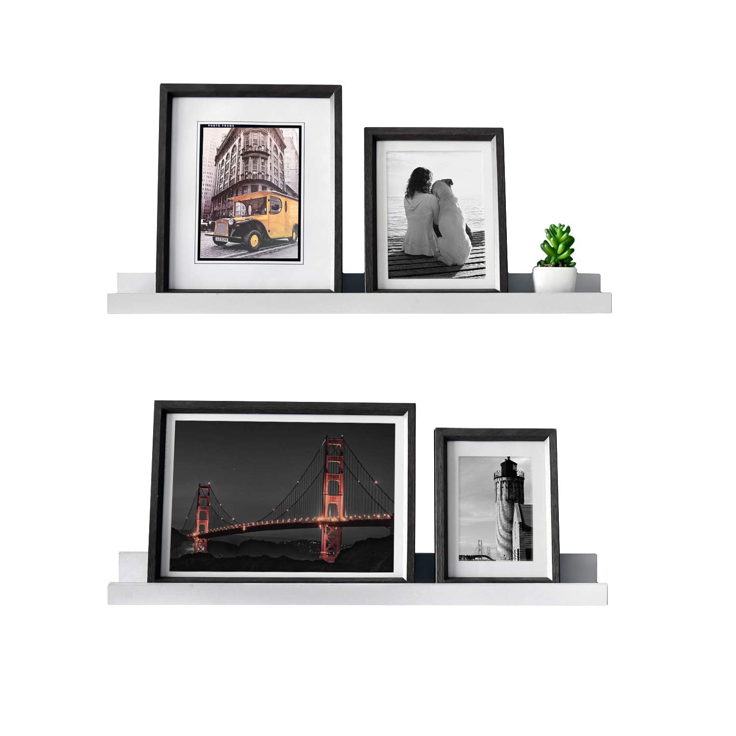 WELLAND 24" Vista Photo Ledge Floating Wall Shelf, Set of 2, White