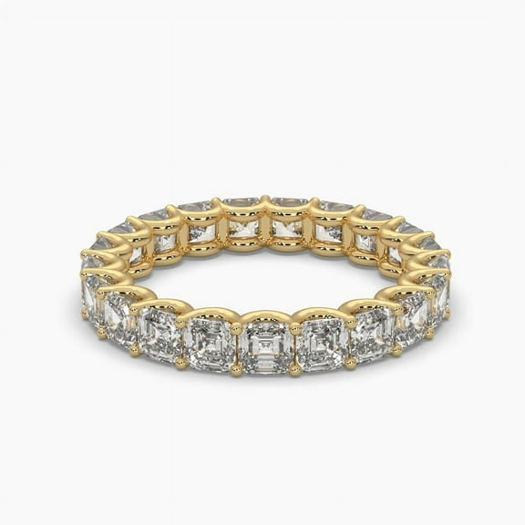 Emerald Cut Moissanite 18k Shared Prong Eternity Ring