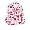 thumbnail image 3 of miqiqism Women Valentine Pjs Sets Fashion Heart Tshirts Long Sleeve Tops and High Waist Trousers Lady Lapel Neck Lightweight Loungewear Outfits,02_Multicolor,X-Large, 3 of 5