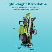 Foundations Compass Trio Triple Stroller, 3-Seat Tandem with UV Canopies and Reclining Seats, Lime