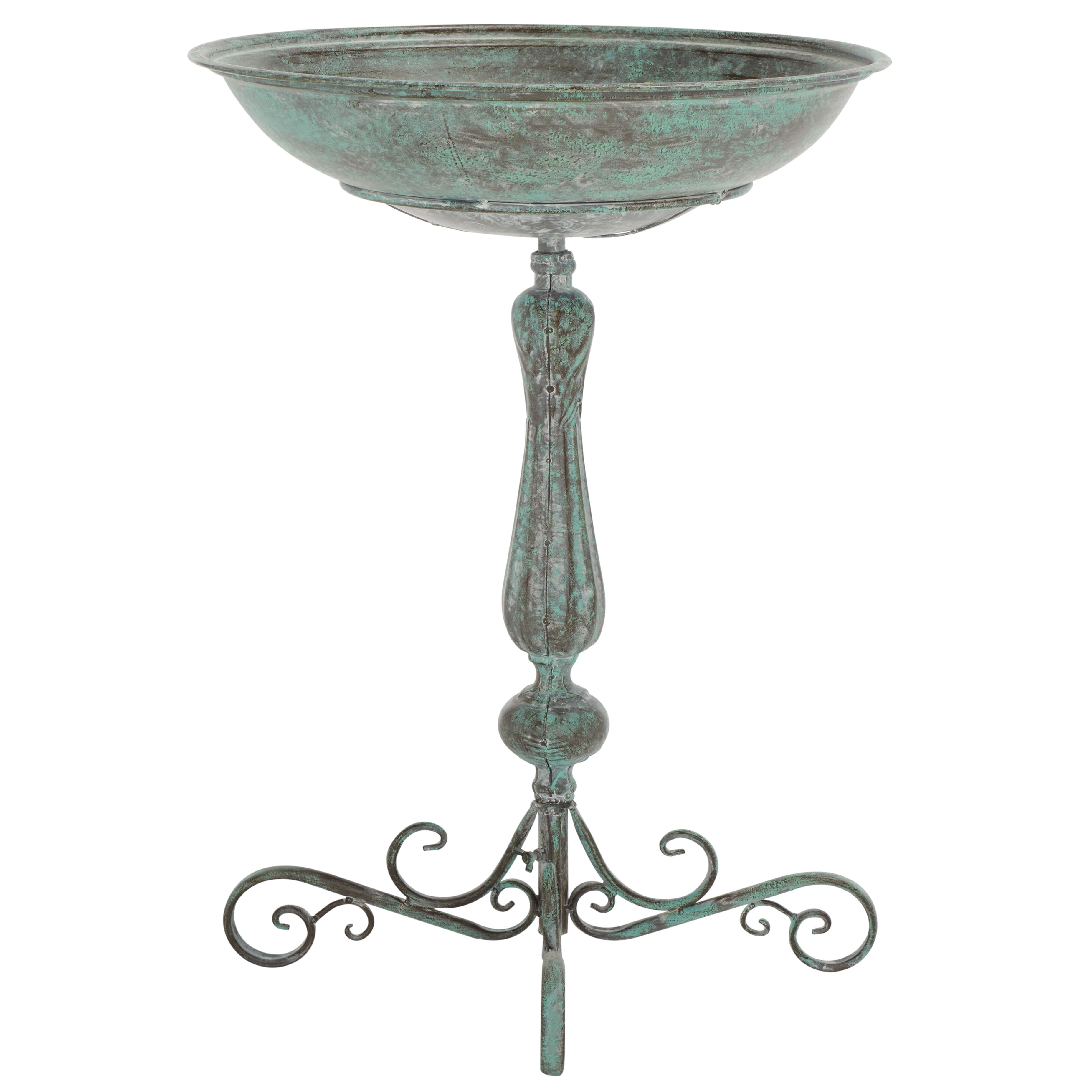 SAFAVIEH Orian Solid Rustic Outdoor Patio Bird Bath, Antique Green