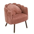 thumbnail image 2 of Furniliving Modern Vanity Chair, Cute Petal Accent Chair with Detachable Back and Heart-shaped Pillow, Faux Fur Vanity Makeup Chair, Upholstered Armchair for Living Room, Bedroom, Home Office. Pink, 2 of 9