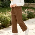 thumbnail image 6 of hotojiny Girls Corduroy Pants Casual Loose Wide Leg Kids Trousers with Pockets Comfy Pull on Plain Uniform Pants(Khaki,9-10 Years), 6 of 8