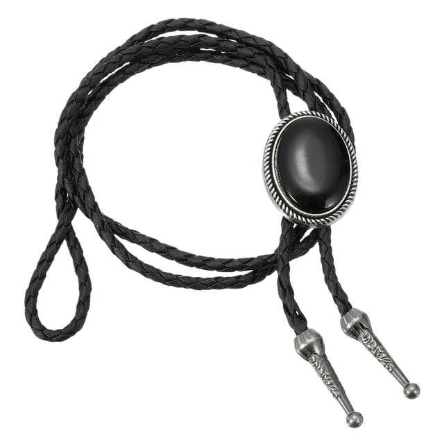 Corbata Bolo Uxcell para hombres, corbata de cuero vaquera western, collar de gemas, corbata bolo vintage para hombres y mujeres