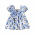 thumbnail image 6 of FAMTKT Girls Summer Dress, Toddler Baby Girl Summer Daisy Round Neck Bubble Sleeve Bow Short Sleeve Dress, Girls Dresses, 6 of 9