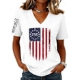 thumbnail image 2 of Evdexr Women's 250th Anniversary Usa T Shirt 1776 2026 Short Sleeve Shirts Patriotic V Neck Stars and Stripes Tops 4th Of July Red Blue and White Loose Fit Tees White M, 2 of 4
