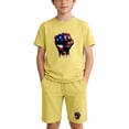 thumbnail image 3 of ZVAVZ 2 Piece Patrotic Outfits Boys Girls Cotton T-shirt and Shorts Set 4th of July Clothing Sets Independence Day Sweatsuit Set Yellow 7 Years, 3 of 10