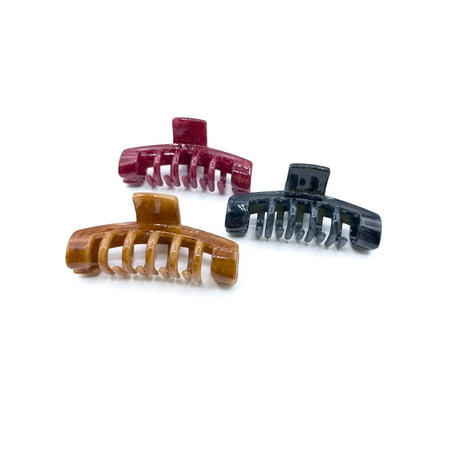 Time and Tru Women's Plastic Hair Claw Clips, 9-Pack, Pink