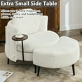 thumbnail image 4 of Aukfa 51" Chaise Lounge Barrel Chair with Half-moon Ottoman & Small Side Table, Teddy Fleece, Beige, 4 of 9
