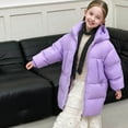 thumbnail image 3 of Cethrio Girls Puffer Jackets, Windproof Mid-length Warm Zip up Winter Coats with Hood Purple Size 10-12, 3 of 6