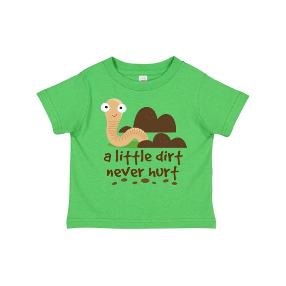 Inktastic Funny Dirt Never Hurt Boys Earthworm Boys Toddler T-Shirt